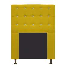 Cabeceira Estofada Dama 90 cm Solteiro Com Strass  Suede Amarelo - Amarena Móveis