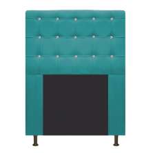 Cabeceira Estofada Dama 90 cm Solteiro Com Strass  Suede Azul Turquesa - Amarena Móveis