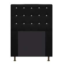 Cabeceira Estofada Dama 90 cm Solteiro Com Strass  Suede Preto - Amarena Móveis