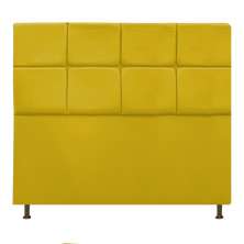 Cabeceira Estofada Damares 140 cm Casal Com Botonê  Suede Amarelo - Amarena Móveis
