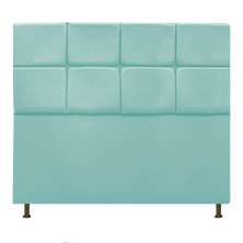 Cabeceira Estofada Damares 140 cm Casal Com Botonê  Suede Azul Tiffany - Amarena Móveis