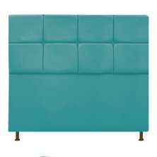 Cabeceira Estofada Damares 140 cm Casal Com Botonê  Suede Azul Turquesa - Amarena Móveis