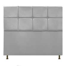 Cabeceira Estofada Damares 140 cm Casal Com Botonê  Suede Cinza - Amarena Móveis