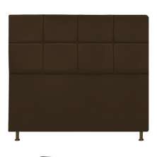 Cabeceira Estofada Damares 140 cm Casal Com Botonê  Suede Marrom - Amarena Móveis
