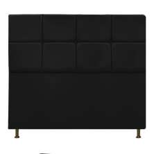 Cabeceira Estofada Damares 140 cm Casal Com Botonê  Suede Preto - Amarena Móveis