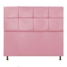 Cabeceira Estofada Damares 140 cm Casal Com Botonê  Suede Rosa Bebê - Amarena Móveis
