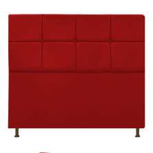 Cabeceira Estofada Damares 140 cm Casal Com Botonê  Suede Vermelho - Amarena Móveis