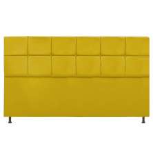 Cabeceira Estofada Damares 195 cm King Size Com Botonê Suede Amarelo - Amarena Móveis