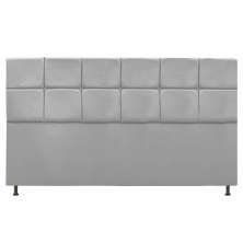 Cabeceira Estofada Damares 195 cm King Size Com Botonê Suede Cinza - Amarena Móveis