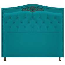 Cabeceira Estofada Yasmim 195 cm King Size Suede Azul Turquesa - Amarena Móveis