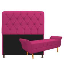 Kit Cabeceira Lady e Recamier Ari 140 cm Casal Suede Pink - Amarena Móveis