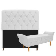 Kit Cabeceira Lady e Recamier Ari 160 cm Queen Size Corano Branco - Amarena Móveis