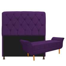 Kit Cabeceira Lady e Recamier Ari 90 cm Solteiro Suede Roxo - Amarena Móveis