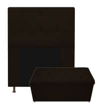 Kit Cabeceira e Calçadeira Baú Estofada Mel 90 cm Solteiro Com Capitonê Corano Marrom - Amarena Móveis