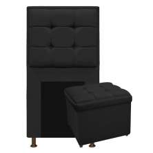 Kit Cabeceira e Calçadeira Copenhague 100 cm Solteiro Corano Preto - Amarena Móveis