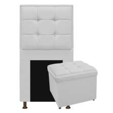 Kit Cabeceira e Calçadeira Copenhague 100 cm Solteiro Suede Branco - Amarena Móveis