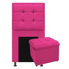 Kit Cabeceira e Calçadeira Copenhague 100 cm Solteiro Suede Pink - Amarena Móveis