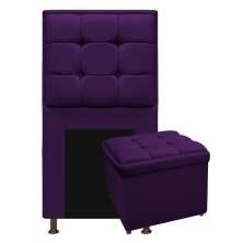 Kit Cabeceira e Calçadeira Copenhague 100 cm Solteiro Suede Roxo - Amarena Móveis