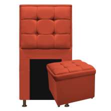 Kit Cabeceira e Calçadeira Copenhague 100 cm Solteiro Suede Terracota - Amarena Móveis