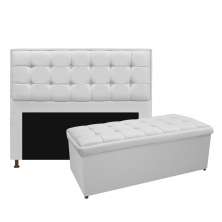 Kit Cabeceira e Calçadeira Copenhague 195 cm King Size Corano Branco - Amarena Móveis