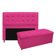 Kit Cabeceira e Calçadeira Copenhague 195 cm King Size Suede Pink - Amarena Móveis