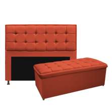 Kit Cabeceira e Calçadeira Copenhague 195 cm King Size Suede Terracota - Amarena Móveis