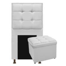 Kit Cabeceira e Calçadeira Copenhague 90 cm Solteiro Corano Branco - Amarena Móveis