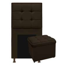 Kit Cabeceira e Calçadeira Copenhague 90 cm Solteiro Corano Marrom - Amarena Móveis