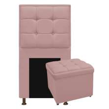 Kit Cabeceira e Calçadeira Copenhague 90 cm Solteiro Suede Rosê - Amarena Móveis