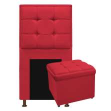 Kit Cabeceira e Calçadeira Copenhague 90 cm Solteiro Suede Vermelho - Amarena Móveis