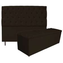 Kit Cabeceira e Calçadeira Liverpool 195 cm King Size Corano Marrom - Amarena Móveis