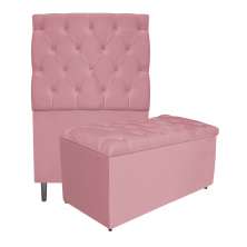 Kit Cabeceira e Calçadeira Liverpool 90 cm Solteiro Suede Rosa Bebê - Amarena Móveis