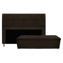 Kit Cabeceira e Calçadeira Munique 140 cm Casal Corano Marrom - Amarena Móveis
