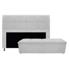 Kit Cabeceira e Calçadeira Munique 140 cm Casal Suede Branco - Amarena Móveis