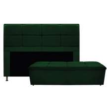 Kit Cabeceira e Calçadeira Munique 140 cm Casal Suede Verde - Amarena Móveis