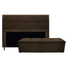 Kit Cabeceira e Calçadeira Munique 160 cm Queen Size Suede Marrom - Amarena Móveis