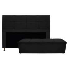 Kit Cabeceira e Calçadeira Munique 160 cm Queen Size Suede Preto - Amarena Móveis