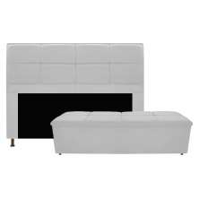 Kit Cabeceira e Calçadeira Munique 195 cm King Size Corano Branco - Amarena Móveis