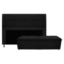 Kit Cabeceira e Calçadeira Munique 195 cm King Size Corano Preto - Amarena Móveis