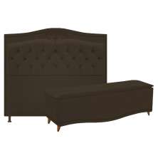 Kit Cabeceira e Calçadeira Yasmim 195 cm King Size Corano Marrom - Amarena Móveis