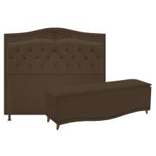 Kit Cabeceira e Calçadeira Yasmim 195 cm King Size Suede Marrom - Amarena Móveis