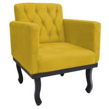 Poltrona Classic Pés Luís XV Suede Amarelo - Amarena Móveis
