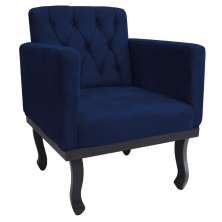 Poltrona Classic Pés Luís XV Suede Azul Marinho - Amarena Móveis