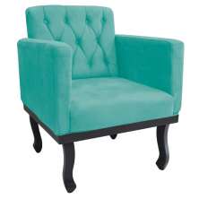 Poltrona Classic Pés Luís XV Suede Azul Tiffany - Amarena Móveis