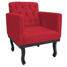 Poltrona Classic Pés Luís XV Suede Vermelho - Amarena Móveis
