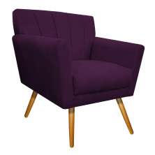 Poltrona Laura Pés Palito Mel Suede Roxo - Amarena Móveis