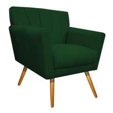 Poltrona Laura Pés Palito Mel Suede Verde - Amarena Móveis