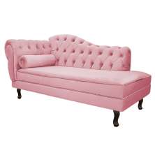 Recamier Diana 140cm Lado Direito Suede Rosa Bebê - Amarena Móveis