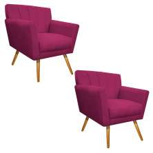 kit 02 Poltronas Laura Palito Mel Suede Pink - Amarena Móveis