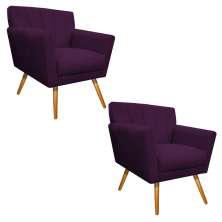 kit 02 Poltronas Laura Palito Mel Suede Roxo - Amarena Móveis
